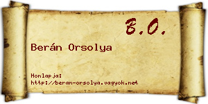 Berán Orsolya névjegykártya